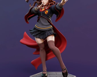 Magic Academy Wizard Girl STL | Fantasy Student Mage Stl Model | 3D Print Figurine Stl File | Wizard Girl 3D Print Figurine