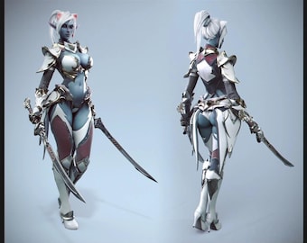 Dark Elf Fantasy Girl STL | Gothic Elf 3D Print Figurine STL | Dark Elf Anime Girl STL 3D Print Figurine Download