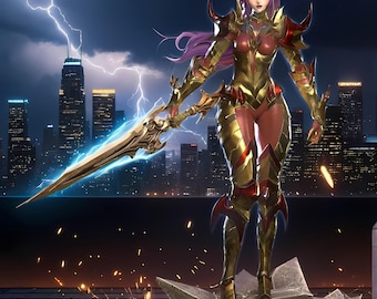 Anime Warrior Girl Figurine | Fantasy Battle Diorama (STL File)