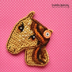 Patrón de crochet - Aplique de caballo de crochet de VendulkaM / DIY, pdf / Adorno / Decoración