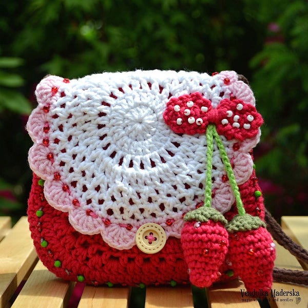 Modèle au crochet - Sac à main fraise au crochet par VendulkaM - modèle de sac à main/sac au crochet/numérique, DIY, pdf