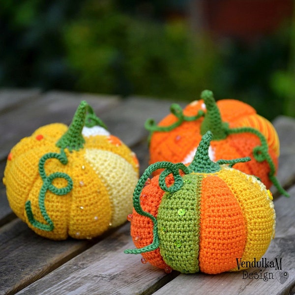 Crochet pattern - Patchwork pumpkin / VendulkaM / Autumn / Fall decoration / Amigurumi / Digital tutorial / pdf