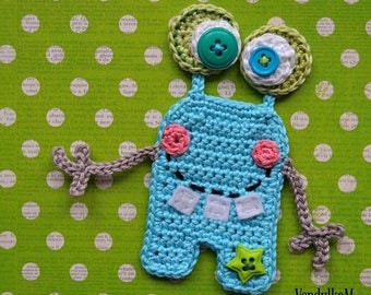 Crochet pattern - Happy Monster appliqué by VendulkaM / DIY, pdf / Ornament/ Appliqué