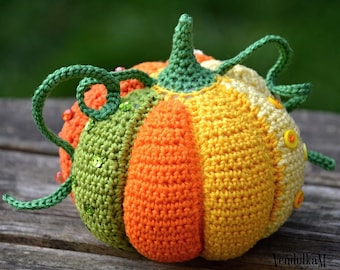 Modèle de citrouille au crochet, décoration d'automne patchwork, décoration d'automne avec des restes de laine, téléchargement PDF instantané