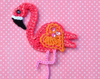 Crochet pattern - Crochet Flamingo applique by VendulkaM / DIY, pdf / Ornament / Decoration