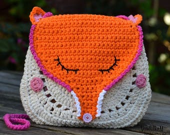 Crochet pattern - Fox crochet purse by VendulkaM - crochet handbag/ bag pattern/ digital, DIY, pdf