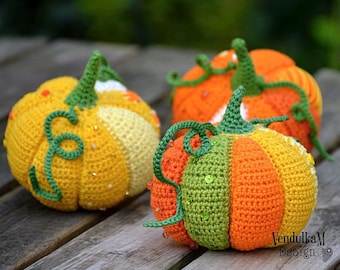 Crochet pattern - Patchwork pumpkin / VendulkaM / Autumn / Fall decoration / Amigurumi / Digital tutorial / pdf