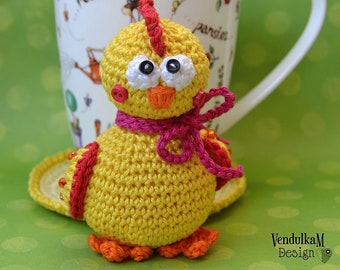 Crochet pattern - Chicken coaster - Eastern Decoration / Kitchen Table/ Digital pattern / Amigurumi /DIY