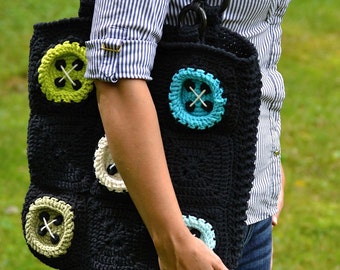 Crochet pattern - Big buttons bag by VendulkaM - crochet bag pattern, digital, DIY, pdf