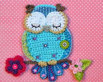 Crochet pattern - owl applique - by VendulkaM crochet, digital pattern DIY, pfd