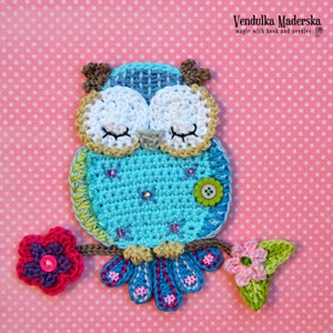 Crochet pattern - owl applique - by VendulkaM crochet, digital pattern DIY, pfd