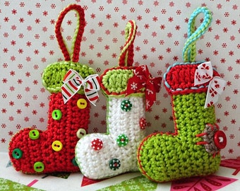 Crochet pattern - Christmas booties / sock ornament by VendulkaM / DIY, pdf / Decoration / Hanger