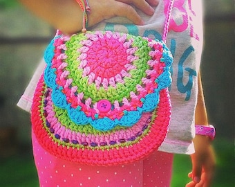 Crochet Bag Pattern | Girls Crochet Bag | Colorful Handbag Purse PDF | Unique Hippie Style DIY | Easy Tutorial