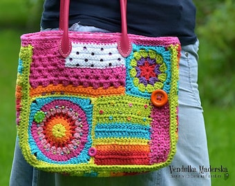 Modèle au crochet - Sac arc-en-ciel fou - par VendulkaM - modèle de sac au crochet, numérique, DIY, pdf