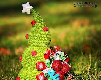 Grand motif de sapin de Noël au crochet | Décoration 3D avec ornements PDF | Cadeau des Fêtes | Tutoriel facile