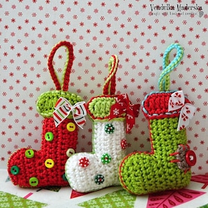 Crochet pattern - Christmas booties / sock ornament by VendulkaM / DIY, pdf / Decoration / Hanger