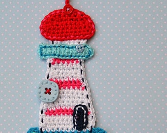 Crochet lighthouse appliqué - pattern DIY