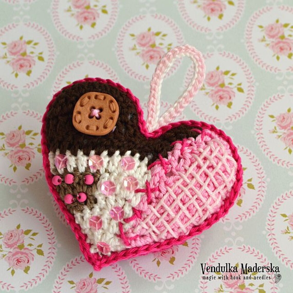 Crochet Pattern Patchwork Heart Ornament DIY Pendant Etsy