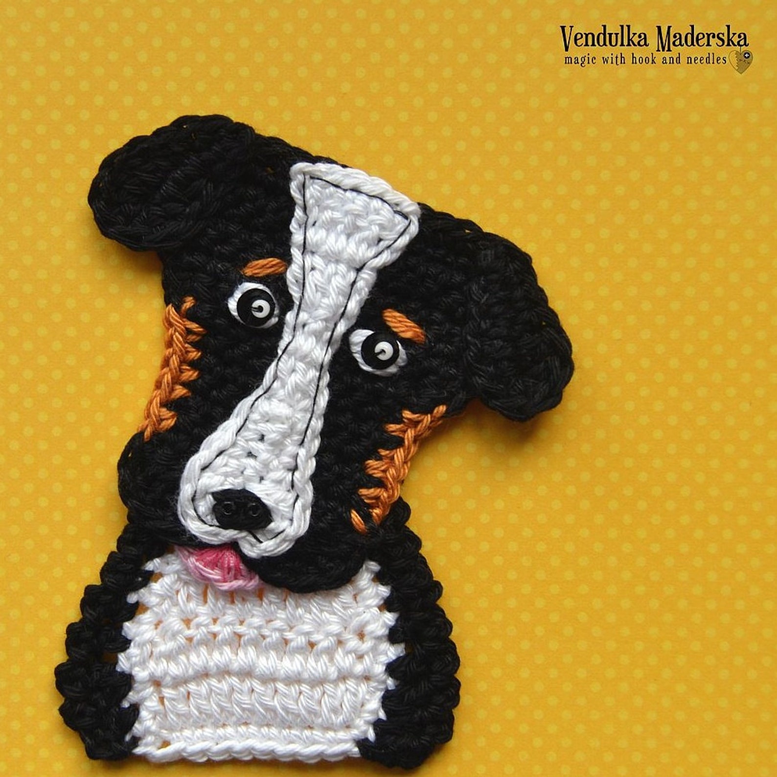 Crochet Pattern Bernese Mountain Dog Applique by Vendulkam Etsy