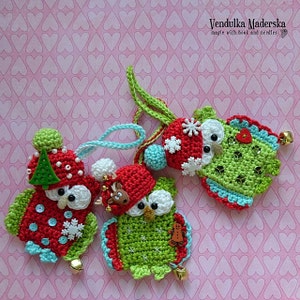 Crochet pattern christmas owl ornament by VendulkaM/ DIY, pdf image 3