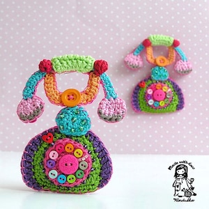 Crochet pattern Mr. Graham Bell telephone brooch DIY image 1