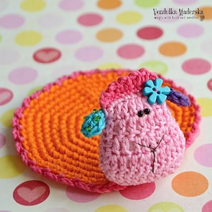 Crochet pattern - Sheep coaster by VendulkaM / Kitchen table / Easter decoration / digital tutoril / pdf