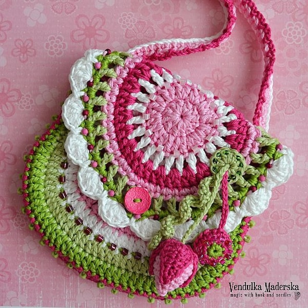 Crochet pattern - Flower purse  by VendulkaM, digital pattern, DIY/PDF