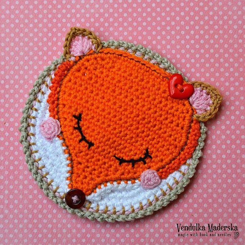 Crochet pattern fox coaster / autumn decoration / kitchen table / digital tutorial / pdf image 3