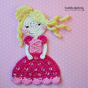 Crochet princess appliqué - crochet pattern, DIY