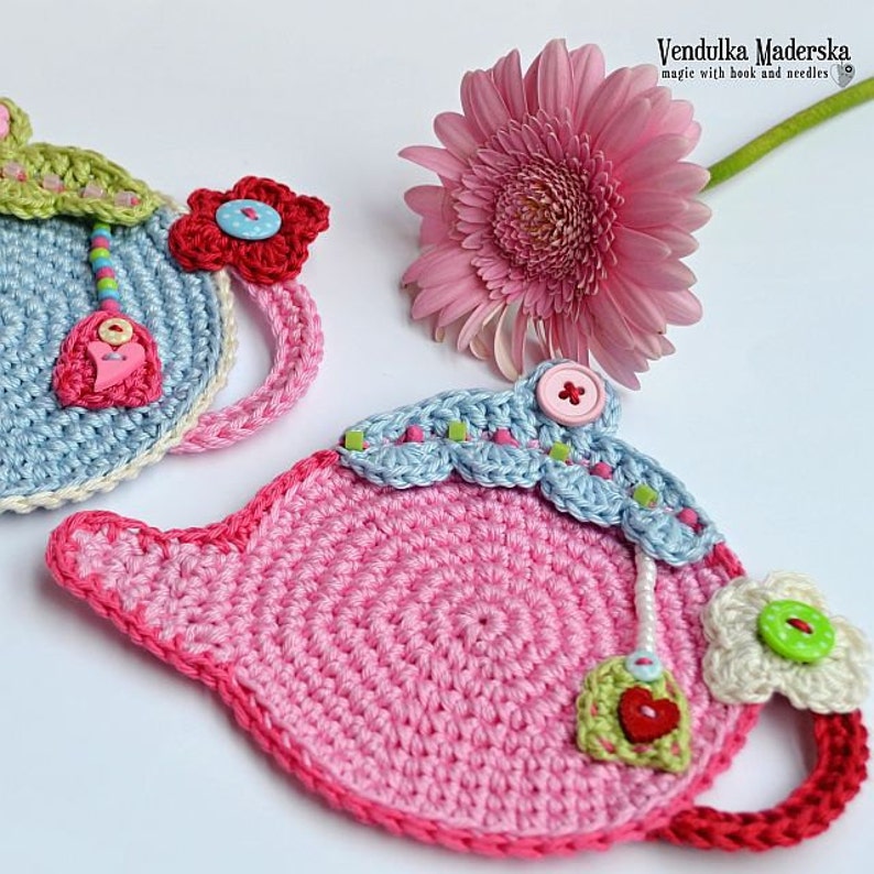 Crochet pattern Teapot Coaster by VendulkaM / Kitchen table / Digital tutorial / pdf image 2