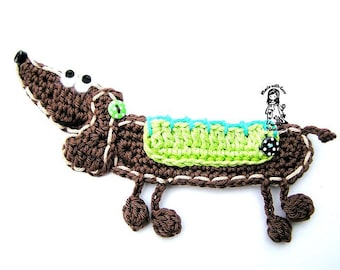 Crochet pattern - dog / dachshund applique, DIY