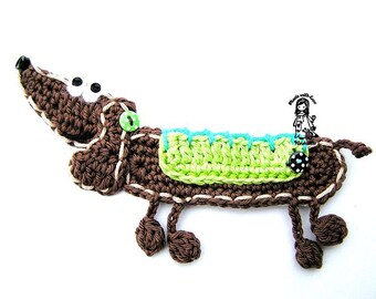 Crochet pattern - dog / dachshund applique, DIY