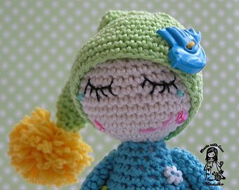 Crochet elf with dew drops on the lashes - pdf pattern