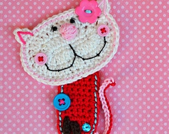 Crochet kitty appliqué - pattern DIY