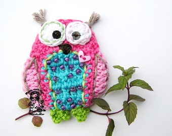 GERMANY version of Crochet owl applique pattern, DIY