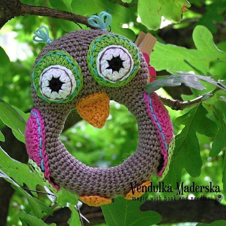 Crochet owl rattle pattern image 1