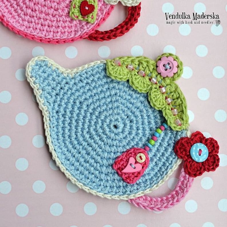 Crochet pattern Teapot Coaster by VendulkaM / Kitchen table / Digital tutorial / pdf image 4