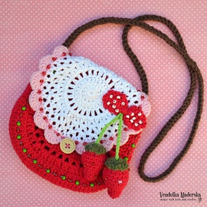 Crochet pattern Strawberry crochet purse by VendulkaM crochet handbag/ bag pattern/ digital, DIY, pdf image 2