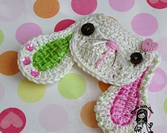 Crochet sweet bunny applique - pdf pattern DIY