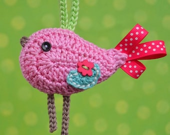Adorno/colgante de pájaro de crochet - patrón, bricolaje