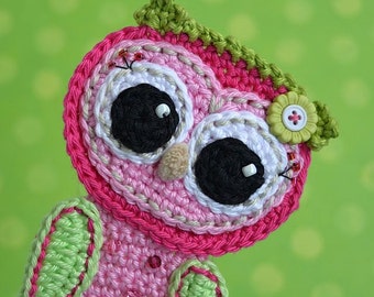 Crochet Baby owl applique - pattern, DIY