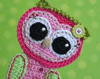 Crochet Baby owl applique - pattern, DIY