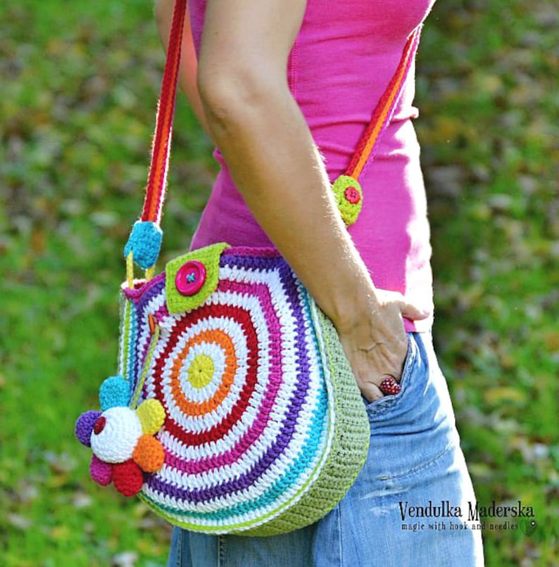 Crochet Pattern Big rainbow bag crochet bag pattern / image 0