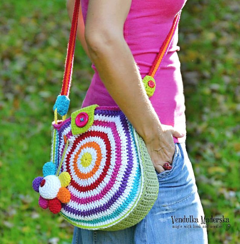 Crochet Pattern  Big rainbow bag  crochet bag pattern / image 0