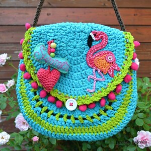 Crochet pattern Flamingo crochet purse by VendulkaM crochet handbag/ bag pattern/ digital, DIY, pdf image 2