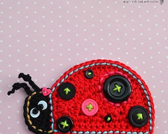 Crochet ladybug applique - pattern, DIY