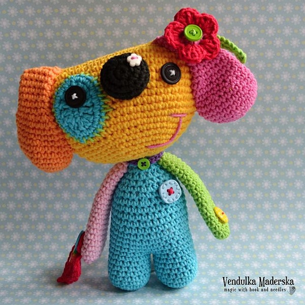 Crochet pattern- rainbow dog by VendulkaM crochet, amigurumi/toy pattern,DIY, PDF