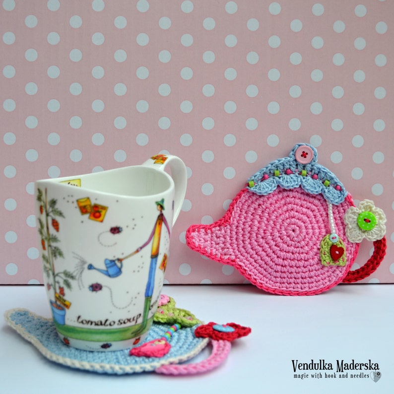 Crochet Pattern Teapot Coaster by Vendulkam / Kitchen Table Etsy UK