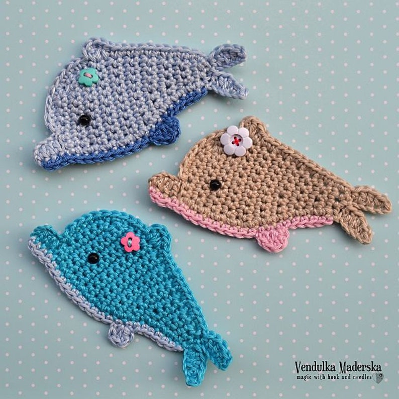 Crochet dolphin appliqué pattern DIY image 4