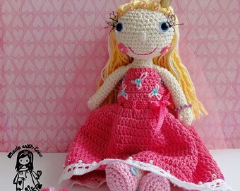 Padrão de crochê - boneca princesa faça você mesmo